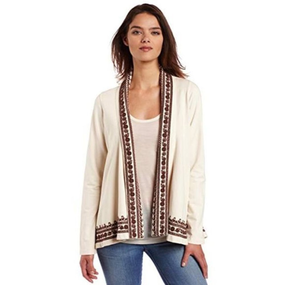 Lucky Brand Embroidered Whitney Wrap Cardigan XS